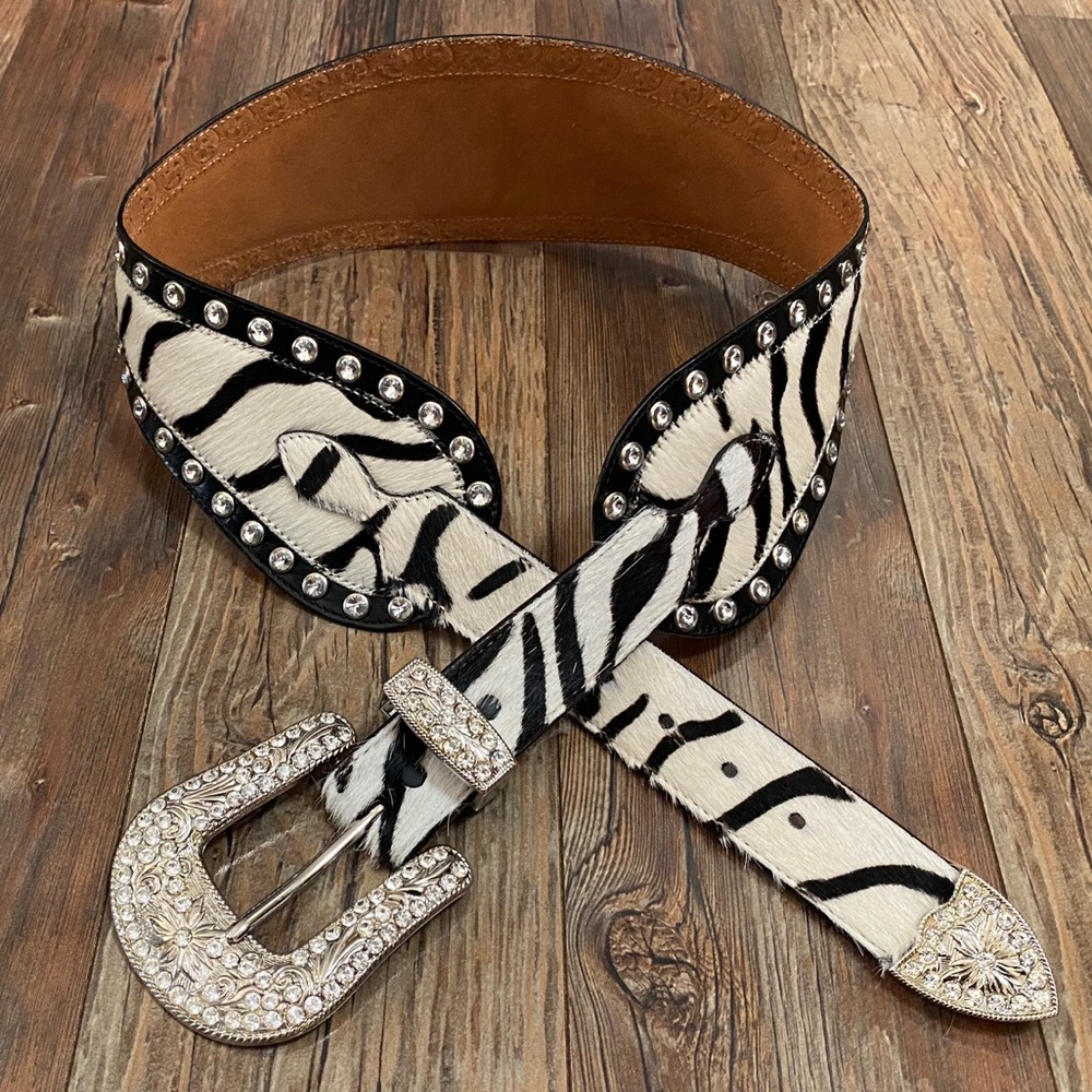 🌟 Hair on Hide with Crystals Western Belt 🌟